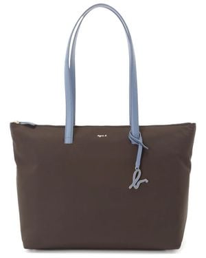 agnès b. Logo-Lettering Two-Tone Tote Bag - White