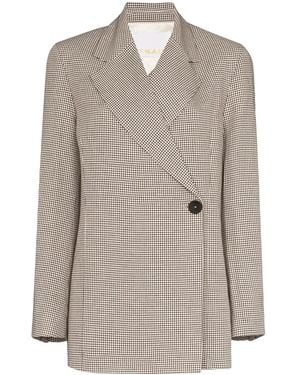 Remain Viv Checked Double-Breasted Blazer - Brown