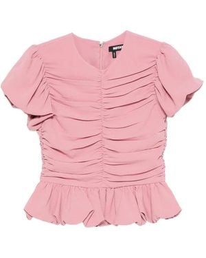 ROTATE BIRGER CHRISTENSEN Ruched Puff-Sleeve Blouse - Pink