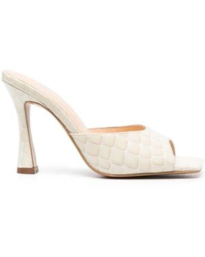Twinset Crocodile-Effect Mules - Natural