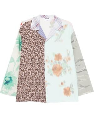 Moschino Multicolour Floral Patchwork Collared Top - White