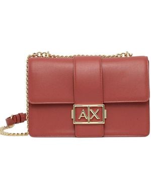 ARMANI EXCHANGE Bolso Satchel Con Logo Metalizado - Rojo