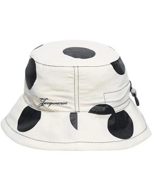 Jacquemus Bob Baluchon Polka-Dot Bucket Hat - White