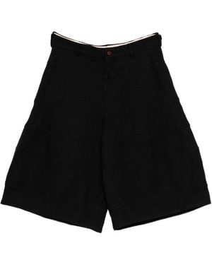 Comme des Garçons Panelled Textured-Finish Shorts - Black