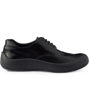 Prada Stringate Con Effetto Spazzolato - Nero