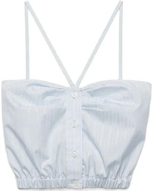 Prada Haut Crop En Coton - Blue