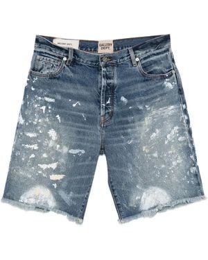 GALLERY DEPT. Ventura Paint-Splatter Frayed Shorts - Blue