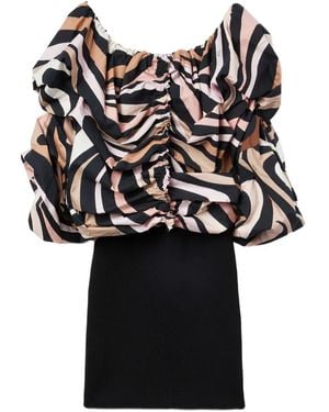 Emilio Pucci Off-Shoulder Puff-Sleeve Dress - Black