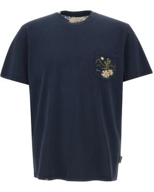 Bob Embroidered-Pocket T-Shirt - Blue