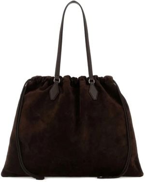 Jimmy Choo Drawstring Suede Tote Bag - Black