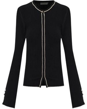 By Malene Birger Benny Ribbed-Knit Contrast-Trim Cardigan - Black
