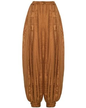 Adam Lippes Pantalon Plissé Sarouel À Effet Moiré - Brown