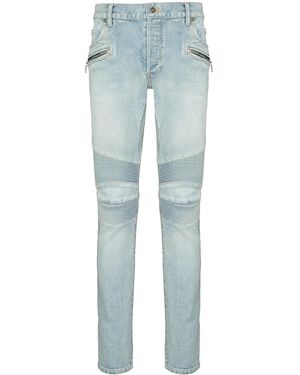 Balmain Ausgeblichene Slim-Fit-Bikerjeans - Blau