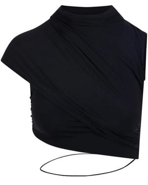 Amazuìn Asymmetric Draped Top - Black