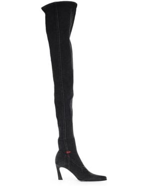 DIESEL Denim Pointed-Toe Boots - Black