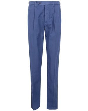 Incotex Pleated Straight-Leg Trousers - Blue