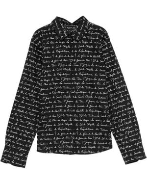 agnès b. Paris Landmark Handwriting-Print Shirt - Black