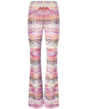 Missoni Zigzag-Knit Flared Trousers - Pink