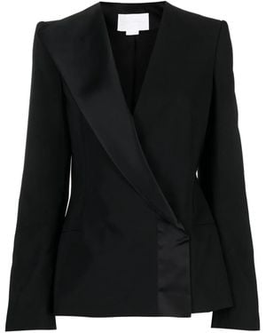 Genny Single-Breasted Asymmetric-Lapel Blazer - Black