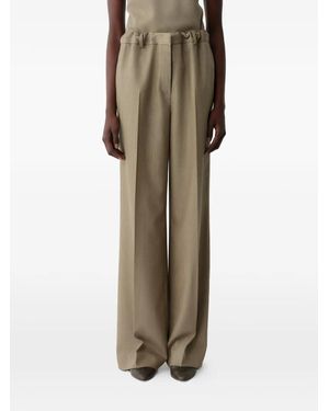 Calvin Klein Pressed-Crease Wide-Leg Trousers - Natural
