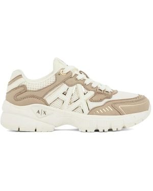 ARMANI EXCHANGE Panelled Logo-Patch Trainers - White
