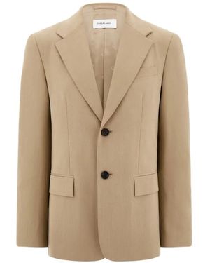 Ferragamo Single-Breasted Flannel Blazer - Natural