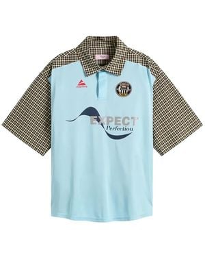 Martine Rose Check-Patterned Panelled Polo Shirt - Blue