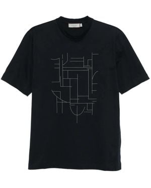 Canali T-Shirt mit geometrischem Print - Schwarz
