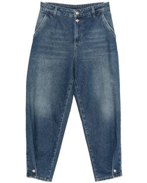 Liu Jo Embellished-Button Tapered Jeans - Blue