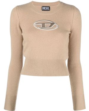 DIESEL Trui Met Geborduurd Logo - Naturel