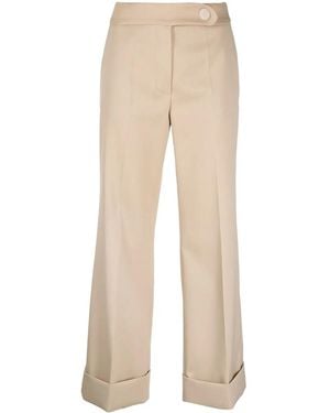Lanvin Mid-Rise Cropped Wool Trousers - Natural