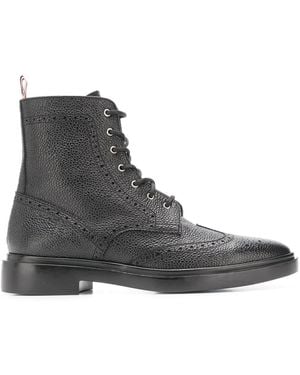 Thom Browne Classic Wingtip Rubber Sole Boot - Black