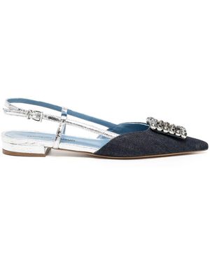 Madison Maison Flat Crystal-Embellishment Slingback Pumps - Blue
