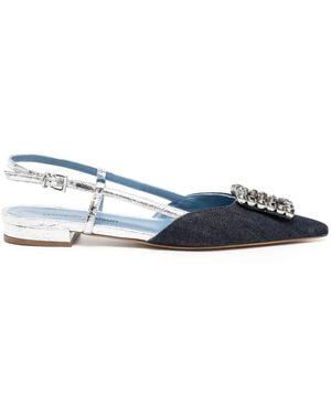 Madison Maison Flat Crystal-Embellishment Slingback Court Shoes - Blue