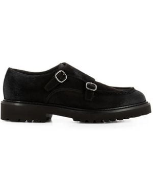 Doucal's Double-Buckle Apron-Toe Monk Shoes - Black