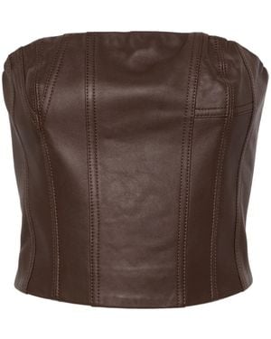 Amiri Bustier-Style Leather Top - Brown