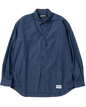 Neighborhood Embroidered-Rosary Cotton Shirt - Blue