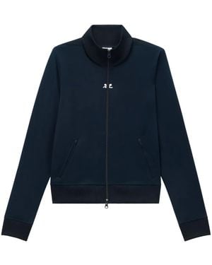 Courreges Embroidered-Logo Tracksuit Jacket - Blue