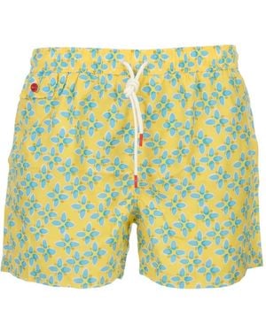 Kiton Floral-Print Swim Shorts - Yellow