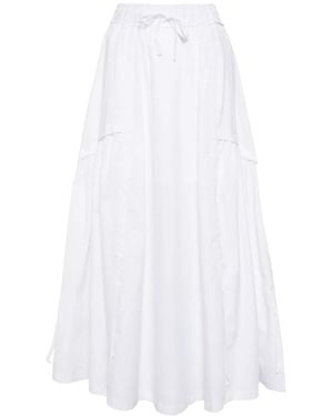 Isabel Benenato Drawstring-Waist Cotton Midi Skirt - White