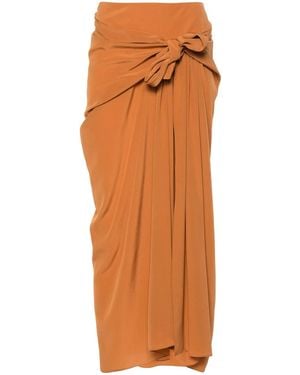 Ermanno Scervino Pleat-Detail Silk Skirt - Orange