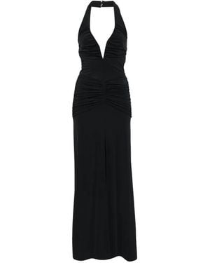 Babylon V-Neck Ruched Maxi Dress - Black