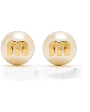 Miu Miu Metal And Pearl Earrings - Metallic