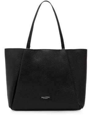 Marc O' Polo Logo-Appliqué Leather Tote Bag - Black