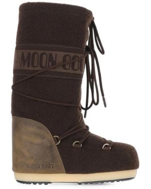 Moon Boot Icon Nubuck Dark Felt Boots - Black