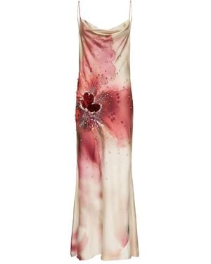 Marciano Robe Brodée De Sequins À Col Bénitier - Rouge