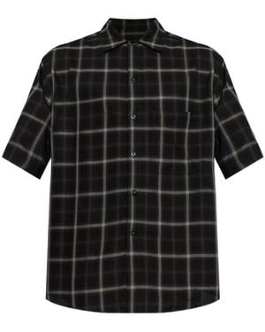 Song For The Mute Check-Pattern Short-Sleeve Shirt - Black