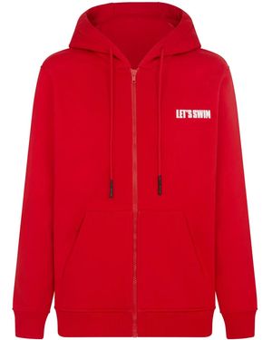 Let's Swim Shark-Print Hoodie - Red