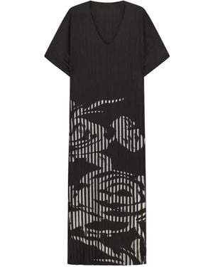 Liviana Conti V-Neck Floral Print Dress - Black