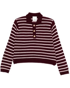 Allude ストライプ ポロシャツ - レッド